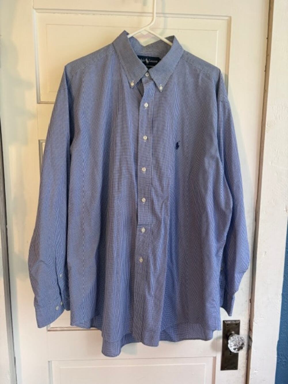 Vintage Ralph Lauren Blake Shirt Men’s Medium Blue Plaid Cotton Pony Button Down